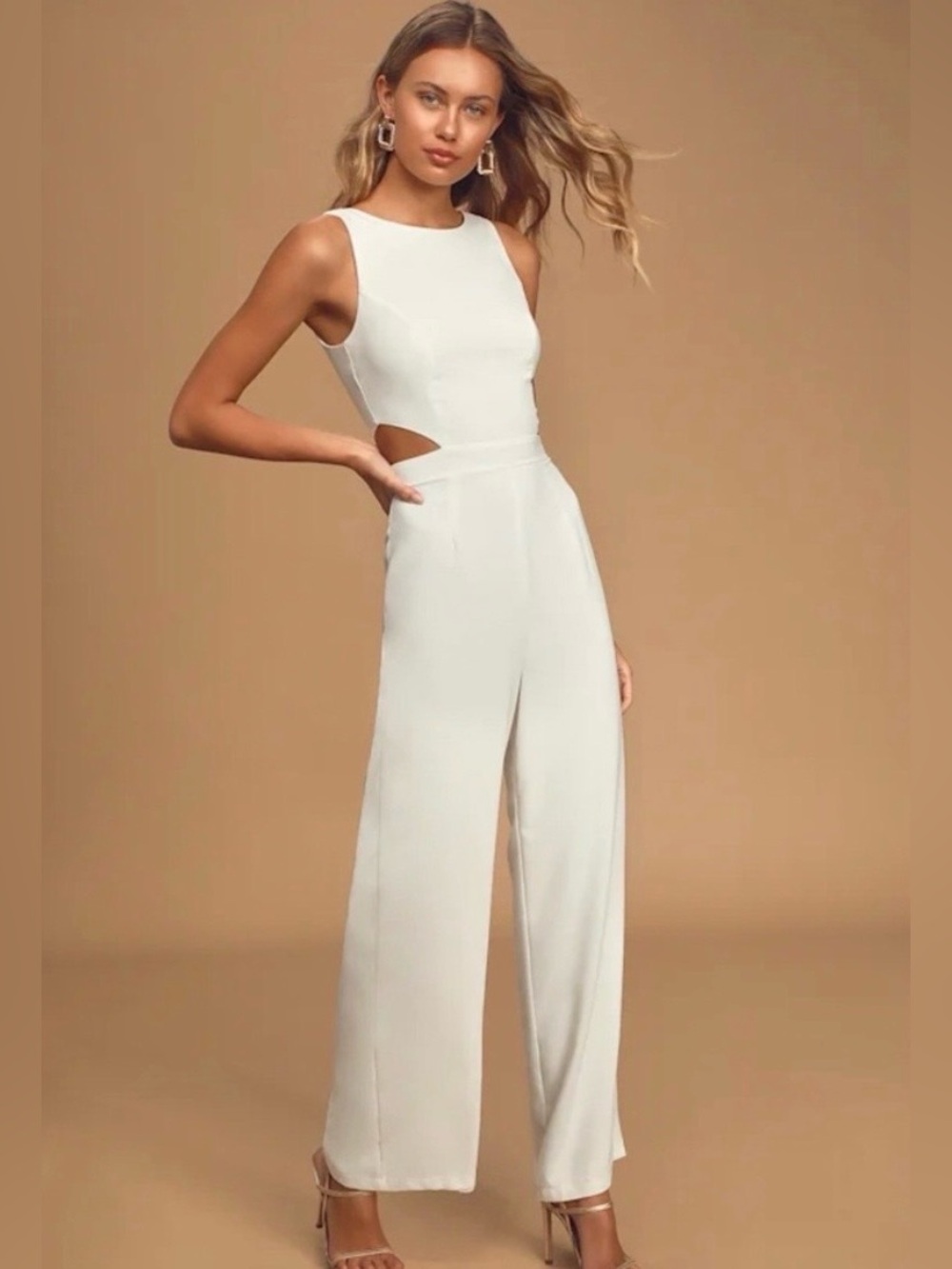 Lulus Ivory White Cut Out Jumpsuit